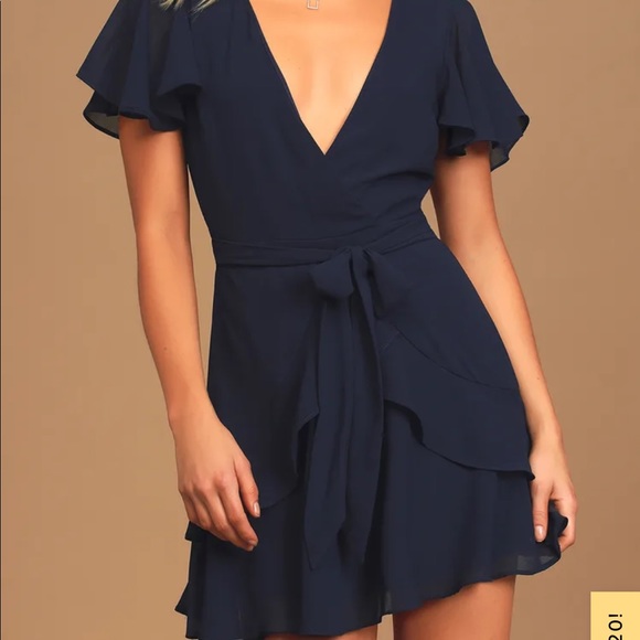 Lulus Dresses & Skirts - Lulu’s navy blue ruffled mini dress